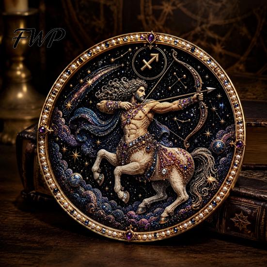 Dekoracja domu Sztuczna Perła Sztuka Znak Zodiaku Zestaw, 12 Znaków Malowanie DIY Artystyczny Prezent dla Nastolatków Zestawy, Okrągły 3D Konstelacja Rękodzieło Ścienne Zestaw dla Dorosłych,
