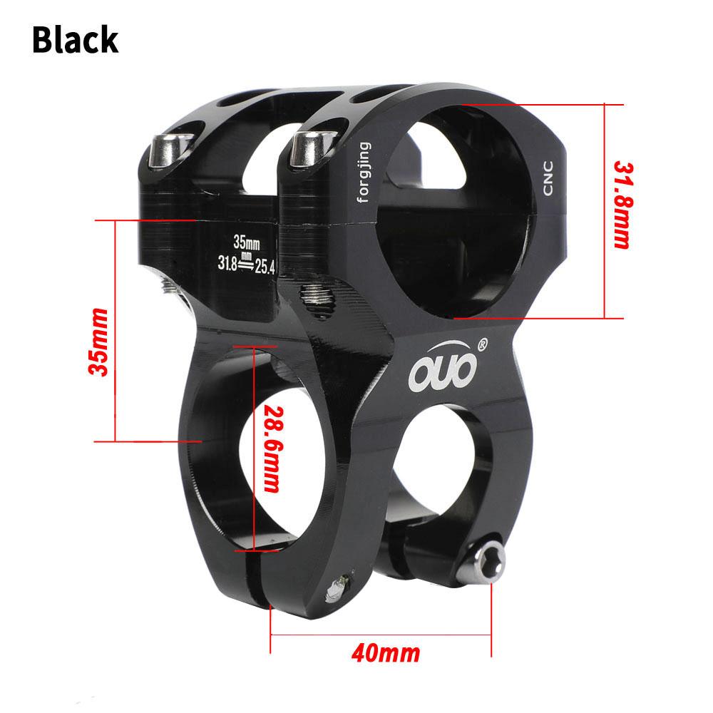 OUO MTB Bike Stem 35mm For 31.8/25.4mm Bar Clamp Bicycle Handlebar Stem 0 Degree CNC Stem Riser Mountain Bike Down Stem Bicycl black stem
