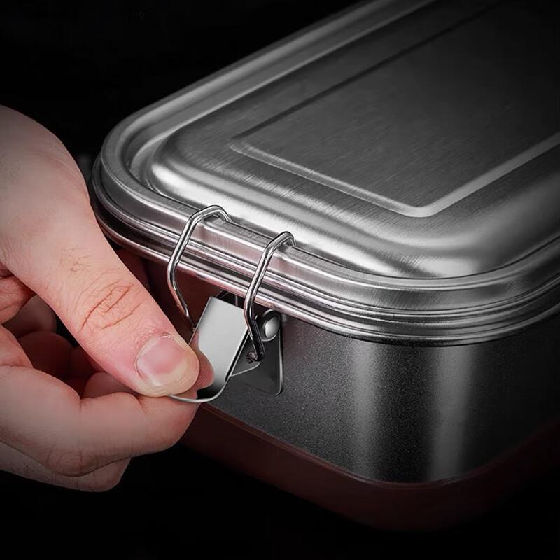 ZISIZ 304 Stainless Steel Square Double-Layer Lunch Box