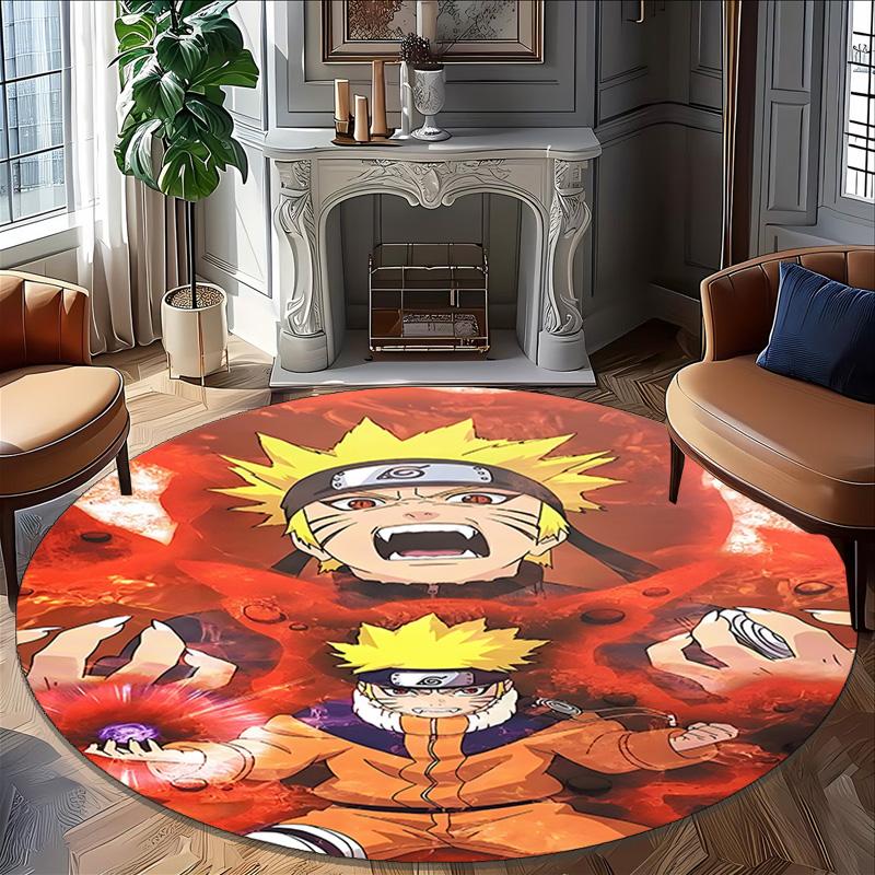 1 Stück NARUTO (4) Runder Teppich mit Aufdruck Stuhl Runder Teppich Geeignet für Schlafzimmer Wohnzimmer Heimdekoration Teppich