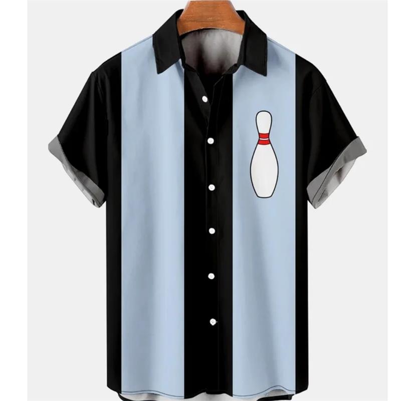 Nuova Camicia da Uomo con Stampa 3D Motivo Bowling Vintage Classica Camicia Street Oversize Uomo Donna Abbigliamento Blusa