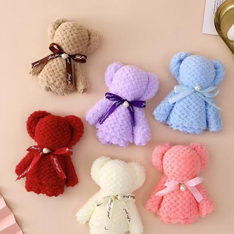 Plaid Pearl Little Bear Coral Fleece Towel - Perfect for Birthdays, Weddings & Celebrations