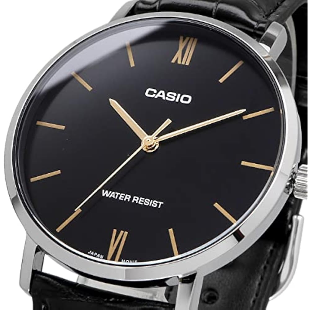 Casio CASIO Quartz Men's Watch MTP-VT01L-1B Black X Black Leather Band Overseas Model [Parallel...
