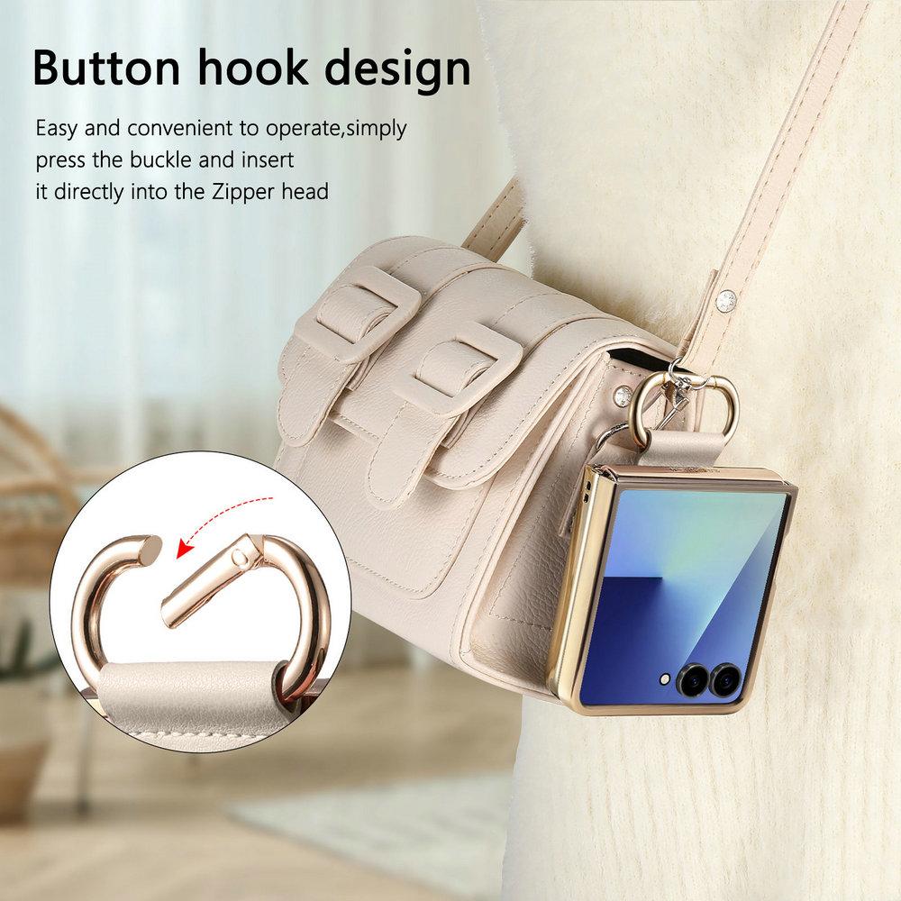 Custodia di Lusso Z Flip7 5G per Samsung Galaxy Z Flip 7 FE Pannello Posteriore in Pelle Corazzata Copertura ad Anello per Galaxy Z Flip 6 5 4 Funda Etui