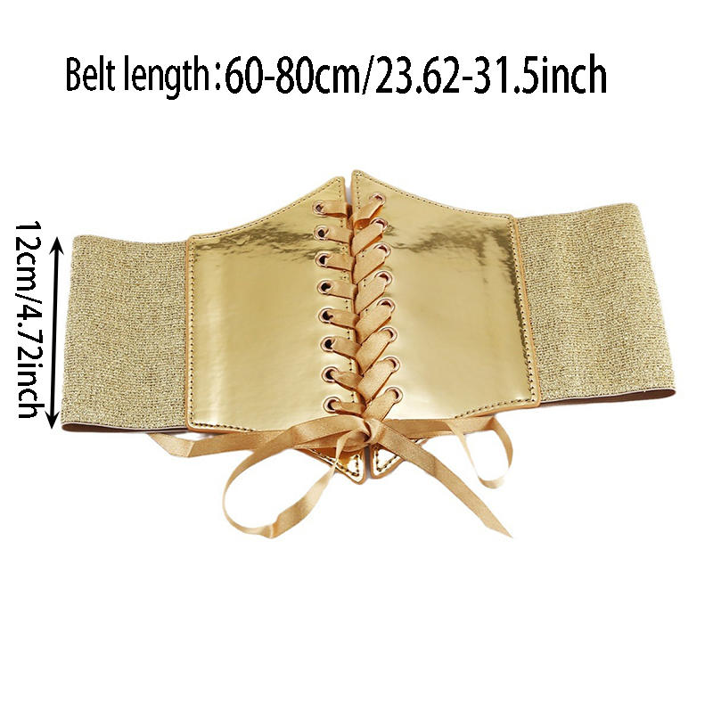 

Golden Women s Decorative Sequins Stretchable Elastic Waistband Versatile Decoration Waist Belt Western Suit Coat Waist Seal золотистий