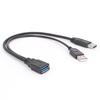 Kabel USB 3.0 Podwójny Kabel do Ładowania Y Adapter Męski na Żeński Przewód