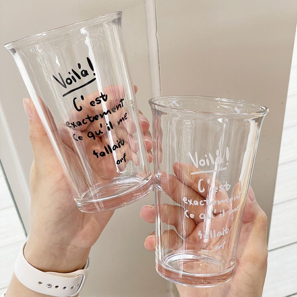Korean Glasses Cold Cup Premium Glass Cups With Lids And Straws For On Go Sipping Creative Letters