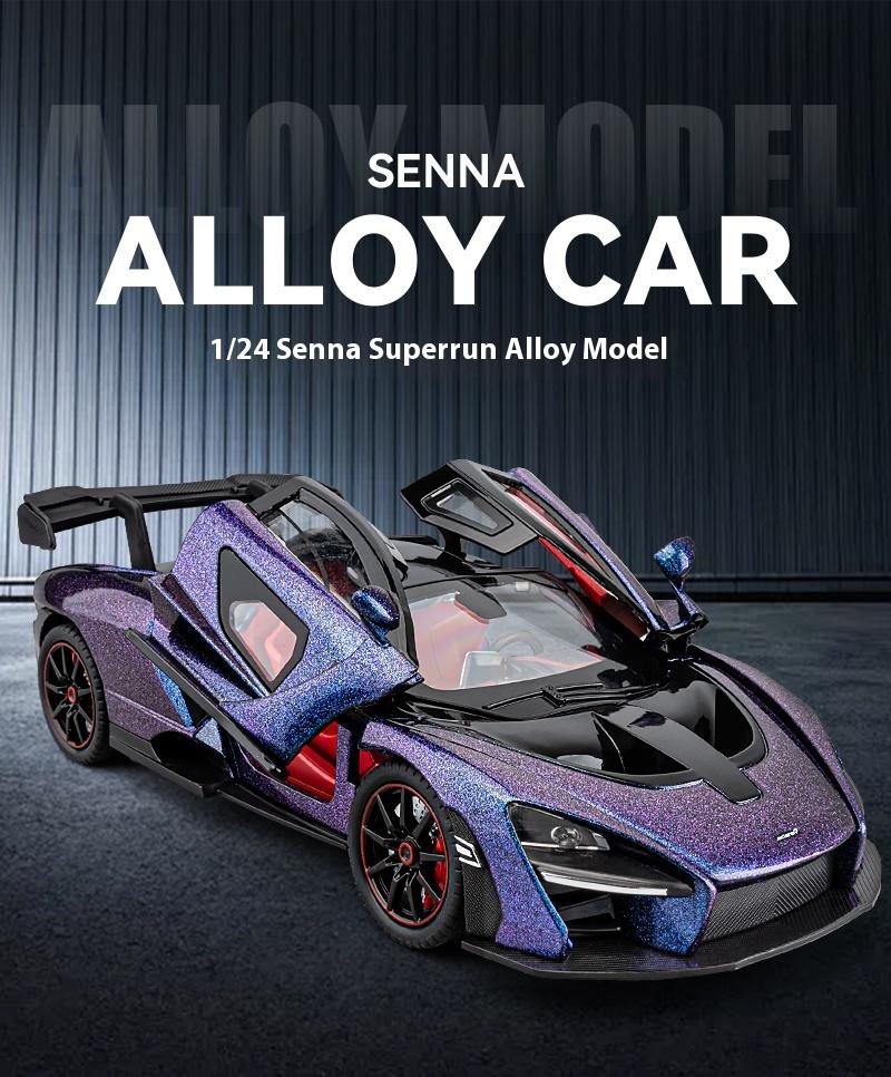 1/24 Scale Mclaren Senna Alloy Metal Diecast Car Model Sound & Light Collection Hobby Super Racing Serie Holiday Birthday Gift for Boy