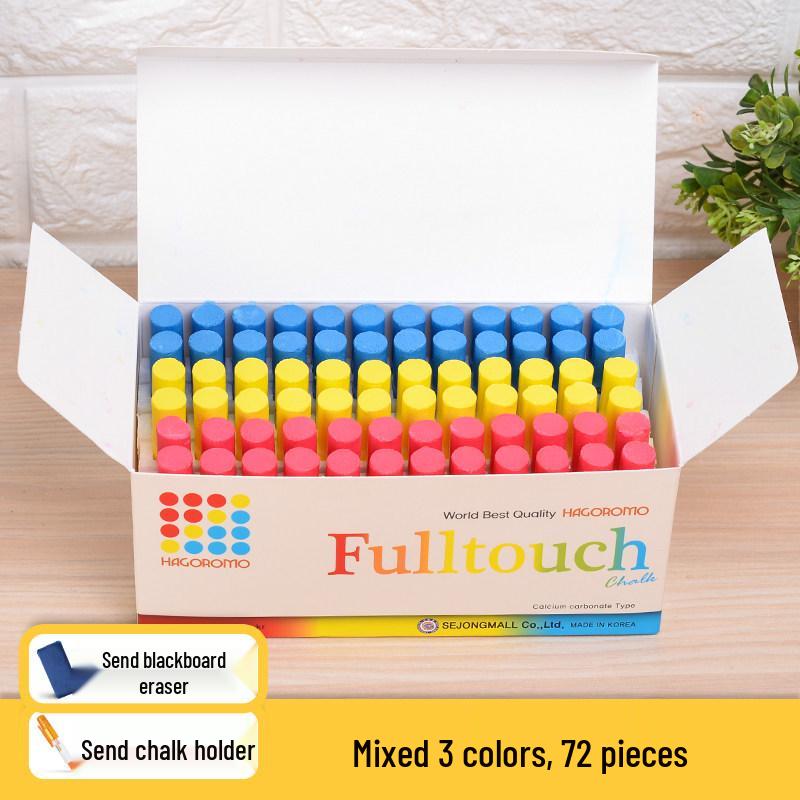 Feather Robe Dustless Chalk Set: White & Red Chalk with Anti-Stain Holder for Teacher and Children Use