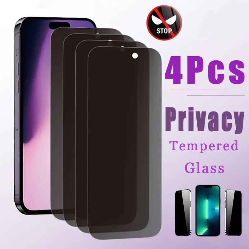 4 unidades protetores de tela de privacidade para iPhone 17 16 15 Pro Max 14 13 12 11 Pro Mini 16e 17Air XR XS vidro temperado anti-espião brilhante