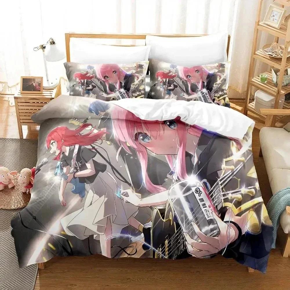 New Gotou Hitori Bedding Set Single Twin Full Queen King Size Bed Set Adult Kid Bedroom Duvet Cover Sets Anime Parure De Lit Bed