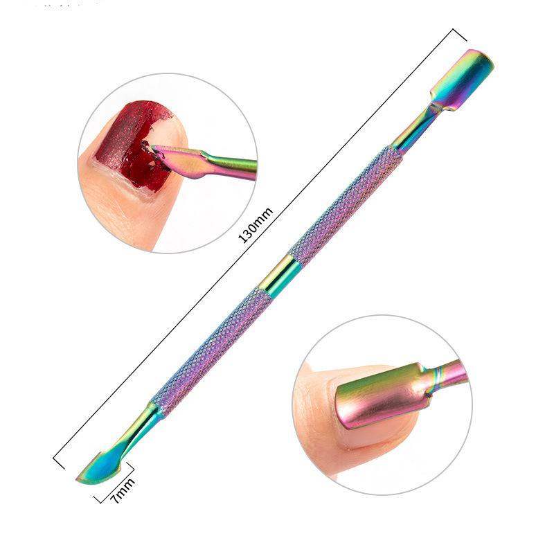 Stainless Steel Double-Ended Nail Art Exfoliating and Cuticle Pusher Tool