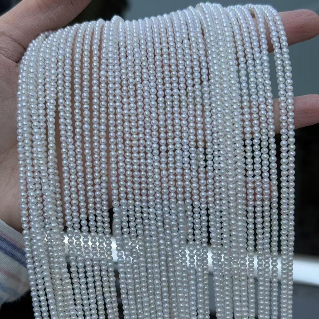 1String, White Natural Freshwater Pearls Beads, 2.8-3.2mm, for DIY Necklace, Bracelets, Anklets, Jewelry Making Crafts, Length 36 Cm