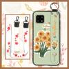 Shockproof Silicone Phone Case For Sharp Aquos Sense4 4G/Sense 5G Kickstand Waterproof Phone Holder Wristband Flower