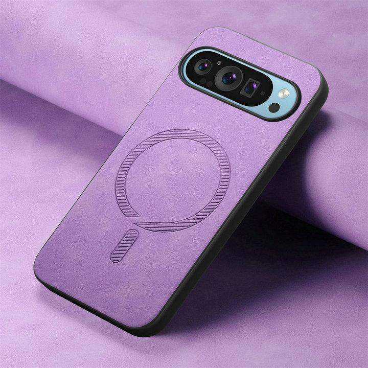 For Google Pixel 9 Pro XL 5G 2024 Magsafe Case Leather Magnet Back Panel Hard Funda Pixel 9 Cover Phone Pixel9 9Pro Shockproof