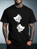 Unisex Summer Crew Neck T Shirt Double Cute Black Cat Scratch Silhouette Graphic Loose Short Sleeve Casual Streetwear Daily Tops