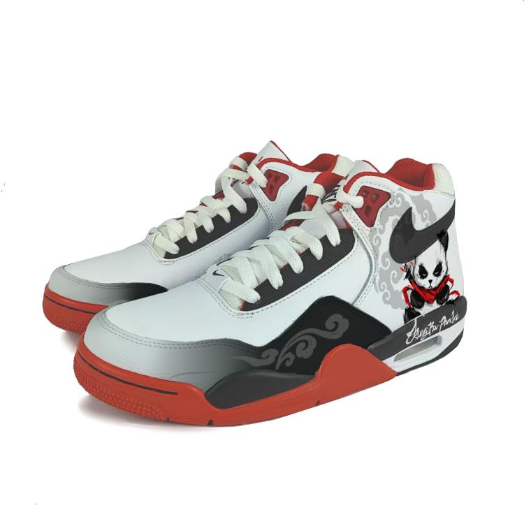 Nike Flight Legacy Slip Resistant Abrasion Resistant Mid top Vintage Basketball Shoes Unisex Red White BQ4212-100(Team352-)