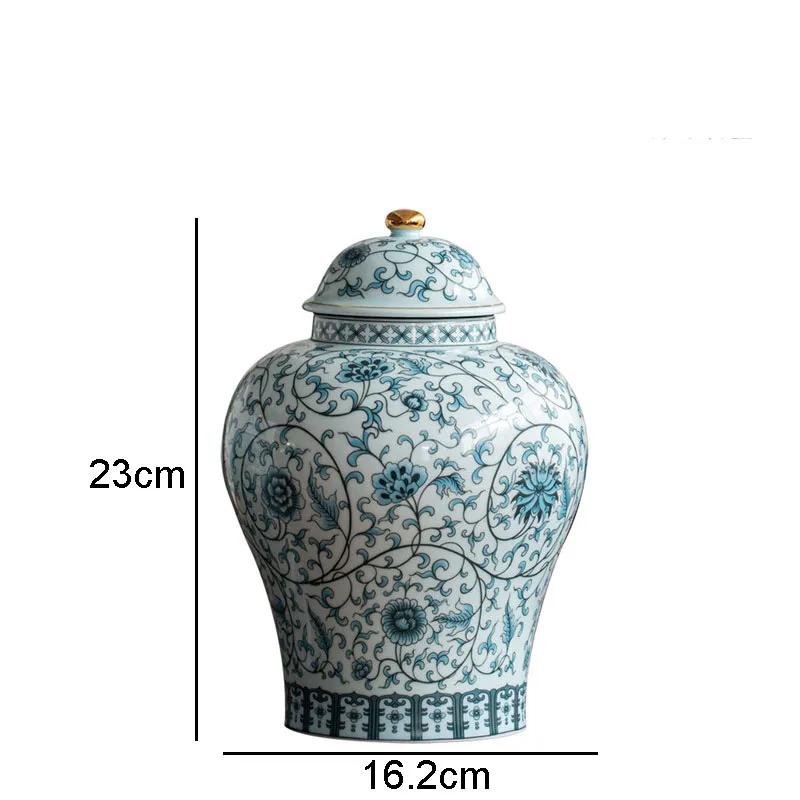 Enamel Color Ginger jar Vintage Ceramic Jars Blue and White Porcelain Tea Caddy Classical Storage Tank Cosmetic Containers