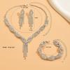 4PC Women's Fashion Design Tassel Water Drop Necklace Earrings Bracelet Zircon Set Suitable for Wedding, Party, Festival Gifts