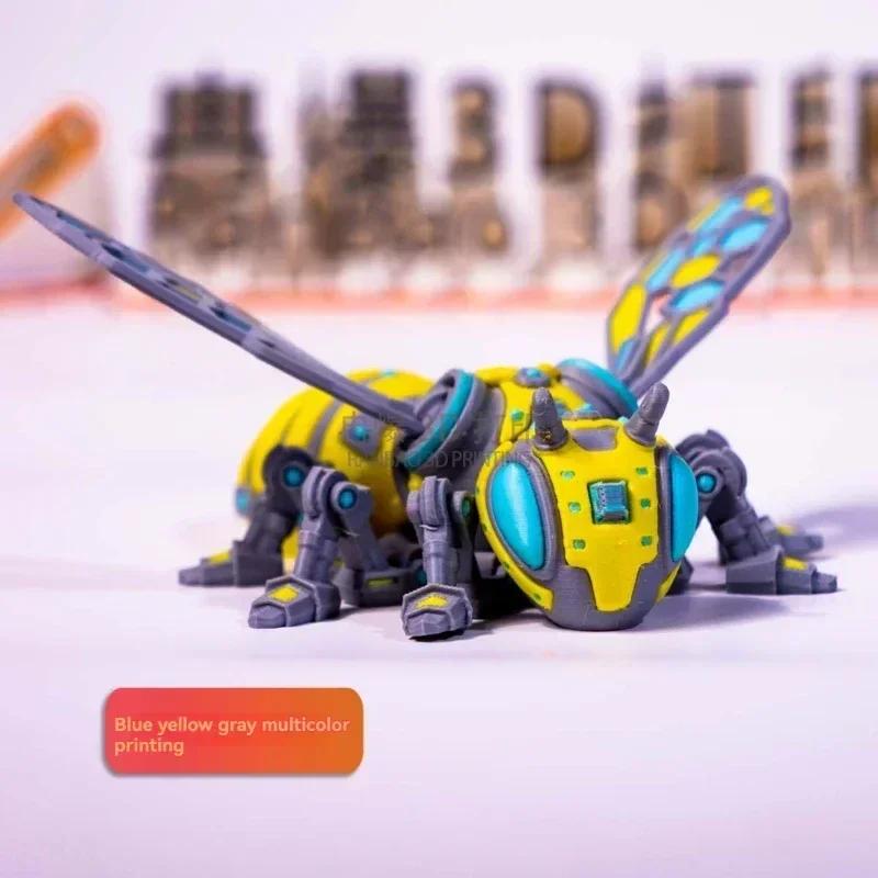 New Mechanical Bee 3D Printed Multi-joint Home Desk Desk Door Room Storage Accessories For Kids Toy Gift# Color: 3