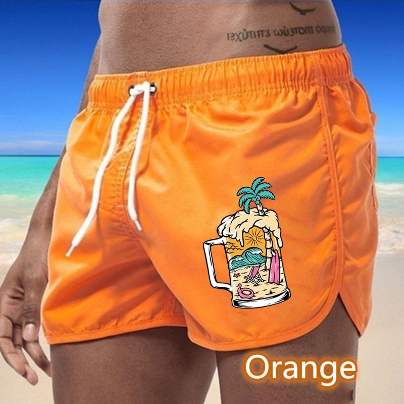

75 Summer Men s Quick-Drying Swim Trunks Printing Sports Pants Swimwear Beach Shorts Jogging Shorts S оранжевый