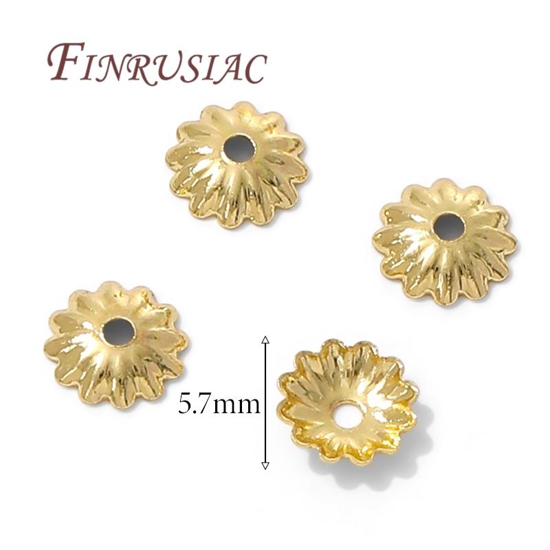 50/100Pcs 5.7mm 18K Gold Plated Brass Metal Beads Cap Flower Spacer Bead End Caps For Jewelry Making DIY Bracelets Accessories
