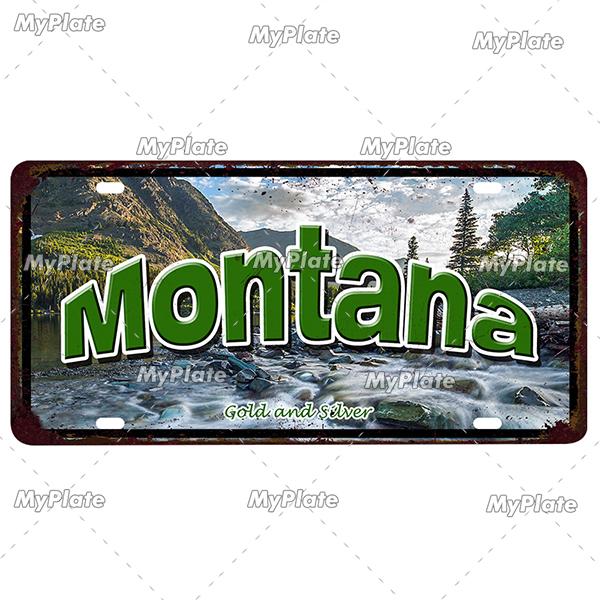 [MyPlate]Vintage America State USA City Licenses Plate Metal Sign Tin Sign Poster Plaque Decor Bar Pub Club Home Wall Decoration
