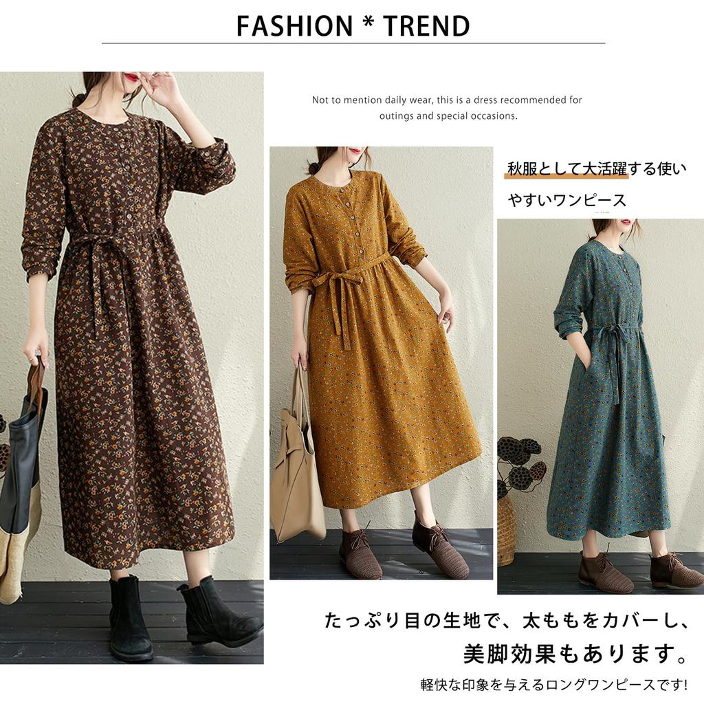 Long Sleeve Floral Print High Maxi Loose Plus Sizes Elegant and Perfect for Everyday and Autumn [Leadamon-oee] Women's Dress, A-Line, Waist, Length,