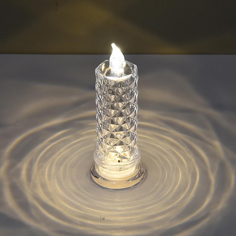 Led Candle Light Rose Pattern Projection Simulation Flameless Candle Lamp For Home Birthday Wedding Party Decoration