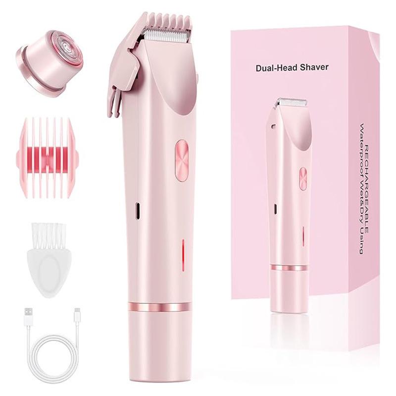 Women's Waterproof Electric Razor: Double-Head Shaver for Dry & Wet Use, Full Body Hair Removal