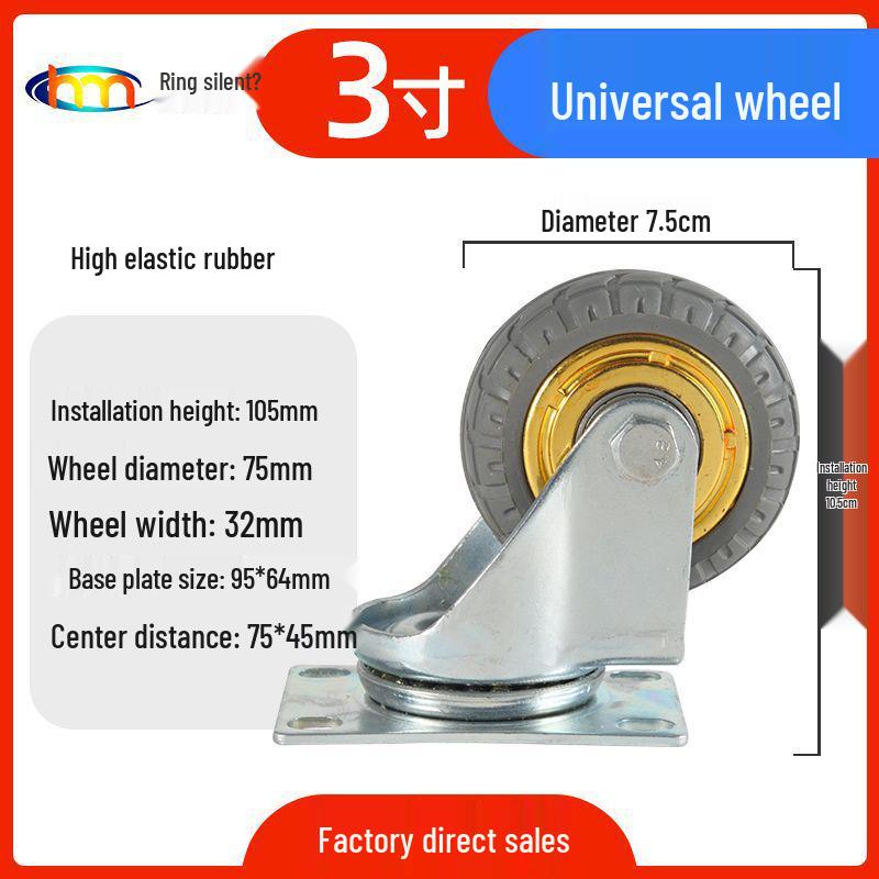 Schwerlast-Gummi-Lenkrollen mit Bremse - Doppelt gelagert, Größen 3/4/5 Zoll