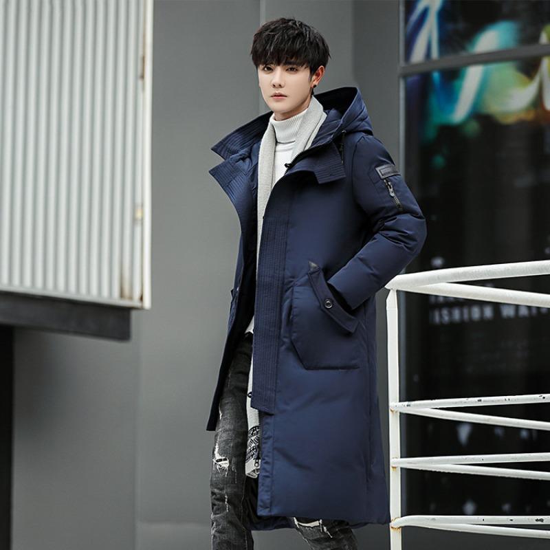 2025 New Long Cold Clothing Men's Long Youth Men's Winter Casual Thickened Hooded Jacket