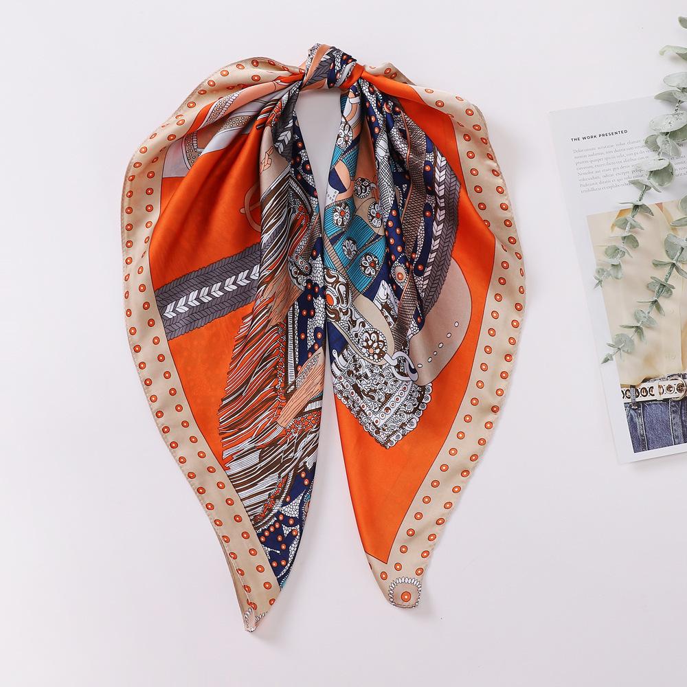 70 Simulation Silk Navy Blue Cashew Silk Scarf, Simple And High-End Sense Matching Square Scarf, Women'S Decorative Thin Scarf, Workplace Scarf.