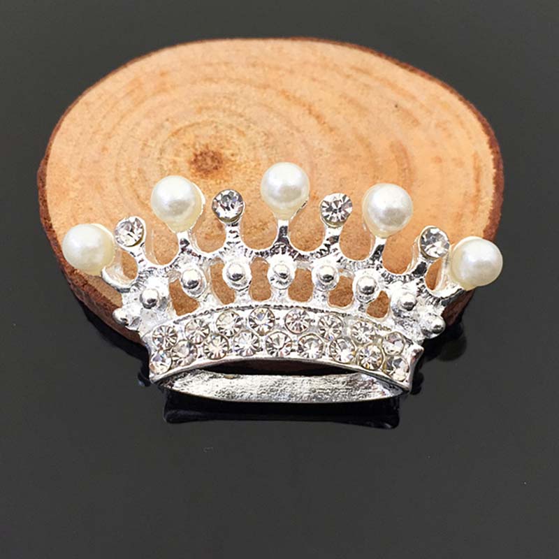 

Engood 50Pcs Pearl Rhinestones Crown Button Sewing Trim & Embellishments Craft Buckle for DIY Bag Hair Accessories срібний