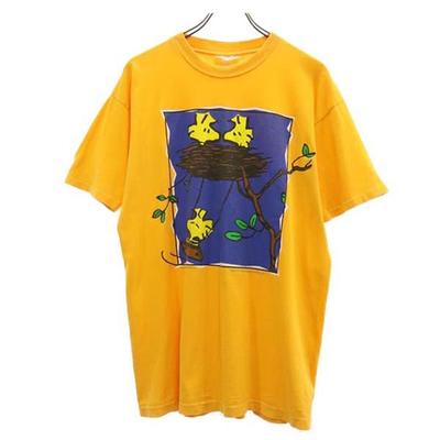 90s Made In USA Old Snoopy Woodstock Print Short Sleeve T-shirt Men's Used