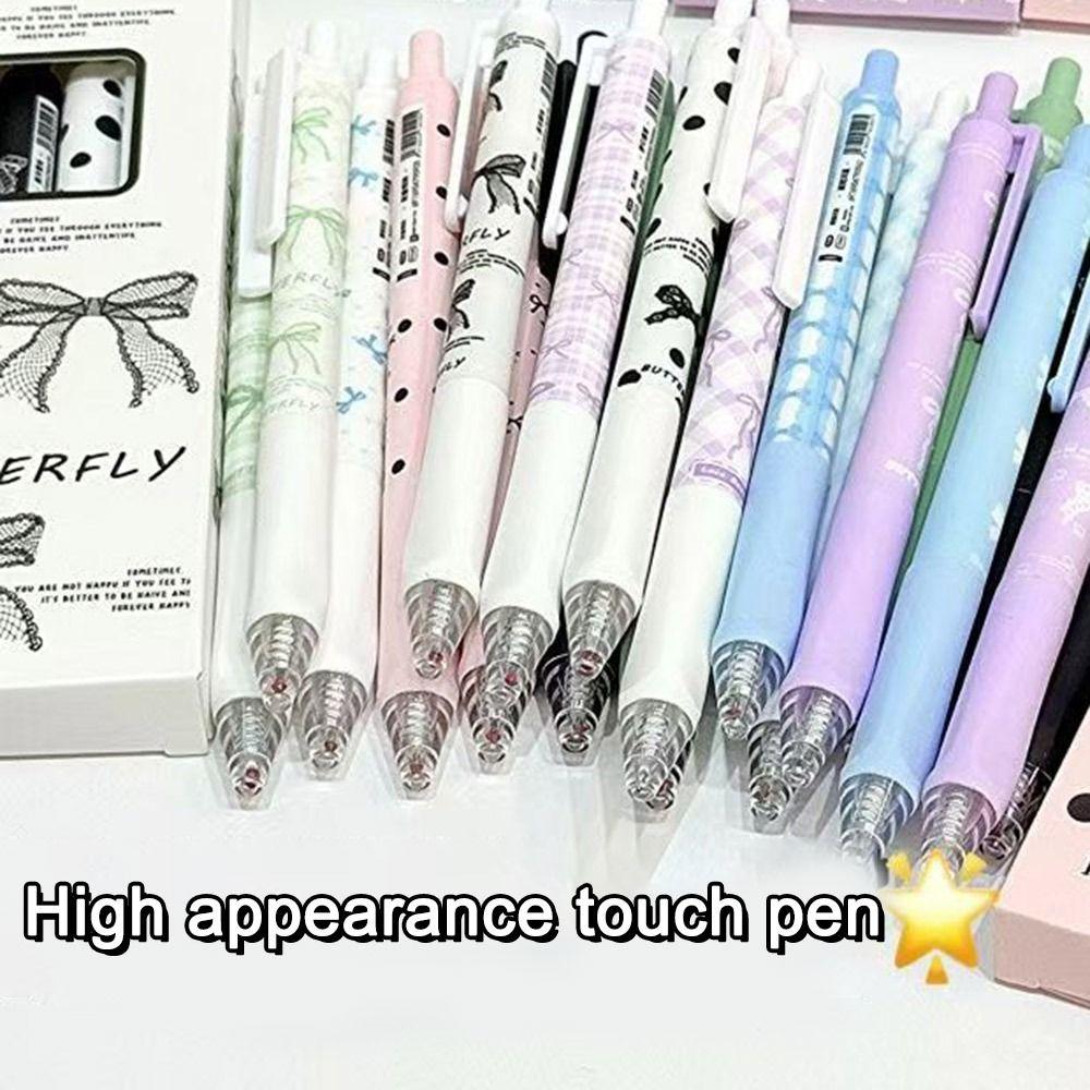 4PCS/Set Cute Bow Gel Pen Soft Grip Ballpoint Pen New Black Pen  Writing Tool