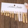 European and American new earrings set 1 pair of golden metal twist pearls creative retro simple and versatile earrings