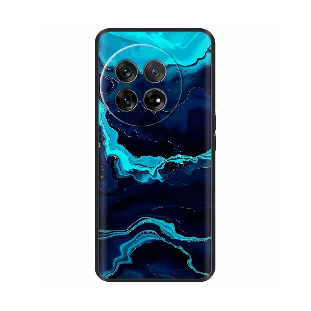 Painted Cover For OnePlus 12 Case Black Silicone Soft Luxury Phone Back Cover For One Plus 12 OnePlus12 5G Fundas Cases Hoesje