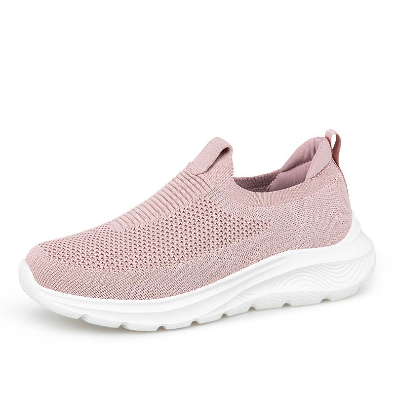 Summer Men and Women Elderly Walking Shoes Flying Woven Running Shoes Mesh Surface Sports Shoes Cover Feet Light Breathable Leisure