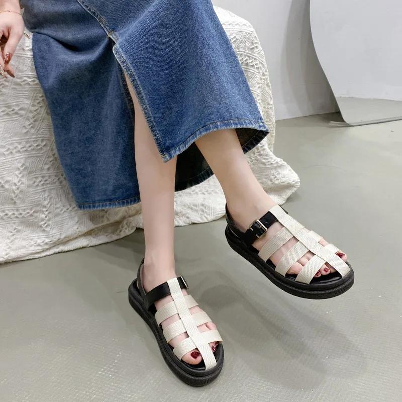 2024 Women's Sports SandalsBeach Sandals Women's Sandalen Summer Flip Flops Gladiator Flat Sandals Female Floral Boho Leisure