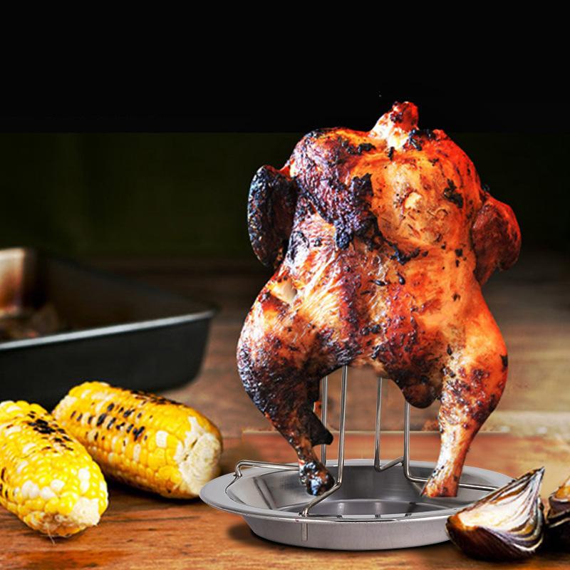 Roasting Grill Stand Chicken Roaster Rack Stainless Steel Kitchen Outdoor Bbq Tools Carbon Steel Non-Stick Grilled Chicken Plate