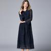 Brand Plus Size Women's Spring 2025 Lace Patchwork Dress for Middle-Aged European and American Styles.