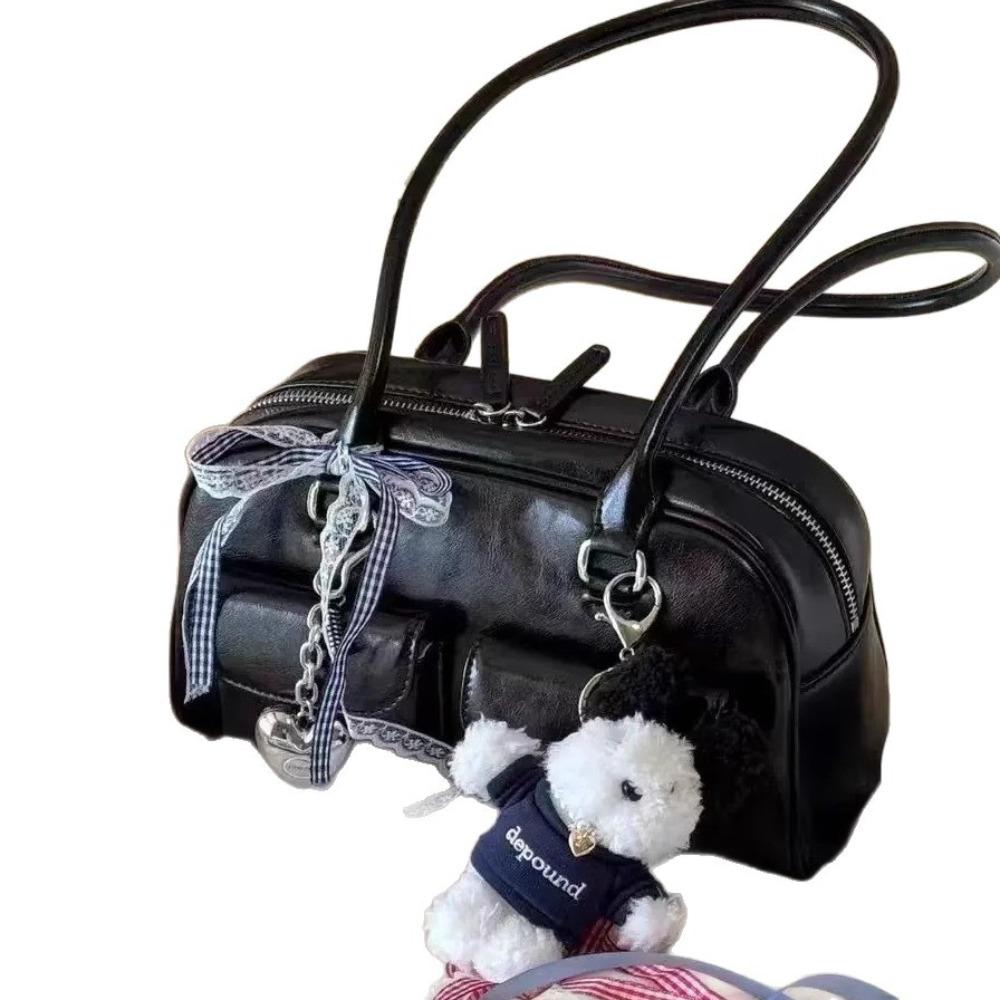 Korean Blogger Bowling Bag Boston Tote Armpit Bag 2025 New Trendy Fashion Large Capacity Shoulder Bag Women