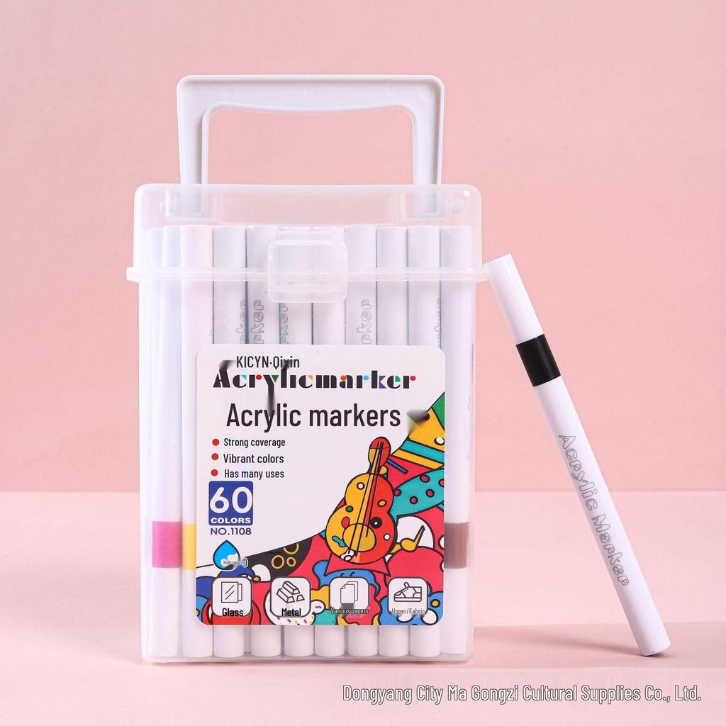 Quick-Dry Black Acrylic Marker: No-Bleed, Layerable, Soft Tip for Kids' Graffiti Art