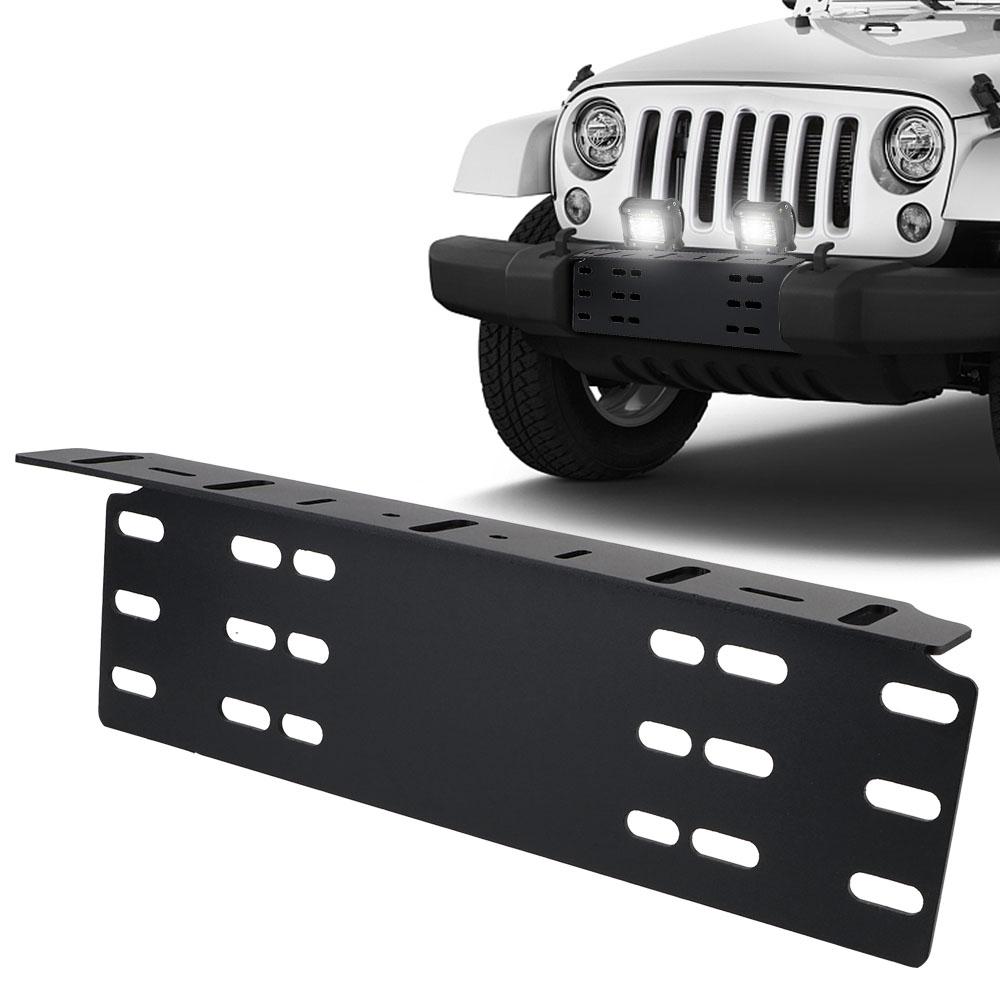 Universal 4x4 LED Work Light Bar Driving Lamp Fog Light Holder Aluminium Alloy Front Bumper License Plate Mount Bracket