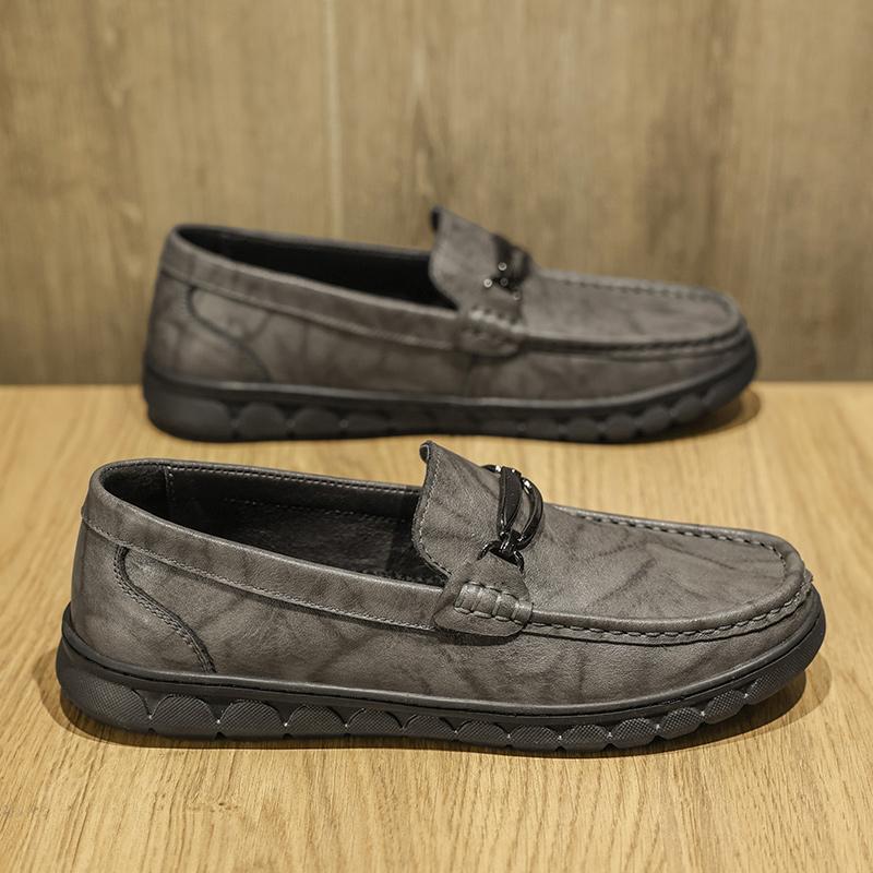 Vintage Style Leather Men's Footwear Slip on Office Shoes Wedding Party Male Dress Shoes Breath Driving Lazy Loafers Moccasins
