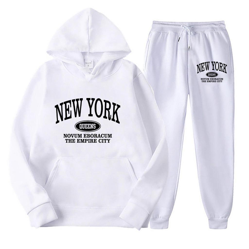 New Men's European & American Hoodie Sweatshirt Two-Piece Casual Sportswear Set