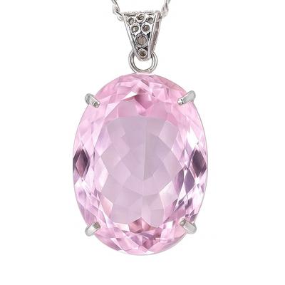 Lab Created Pink Sapphire 95ct Oval Cut 925 Sterling Silver Pendant Certified