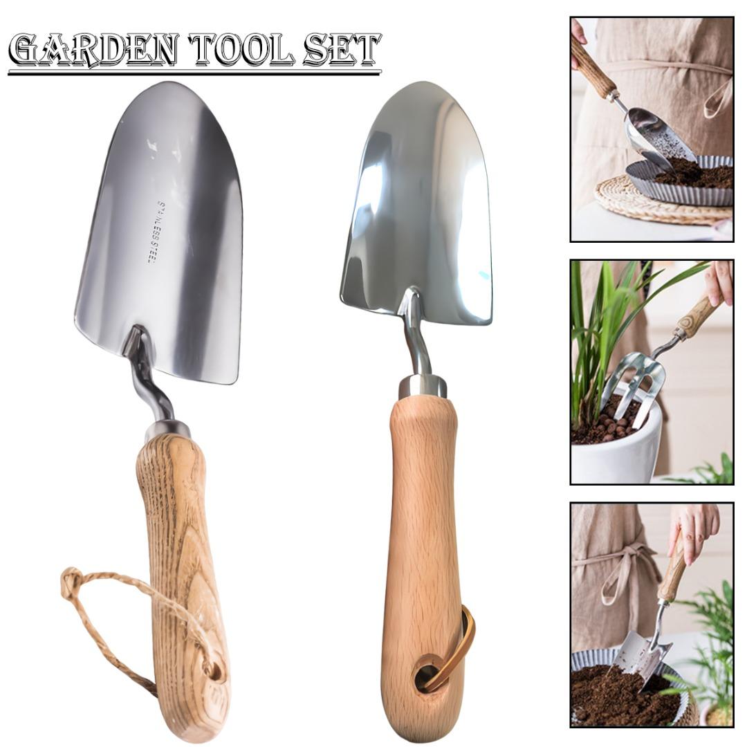 

Садовые инструменты из нержавеющей стали PDTO с деревянной ручкой для цветов в горшках суккулентов