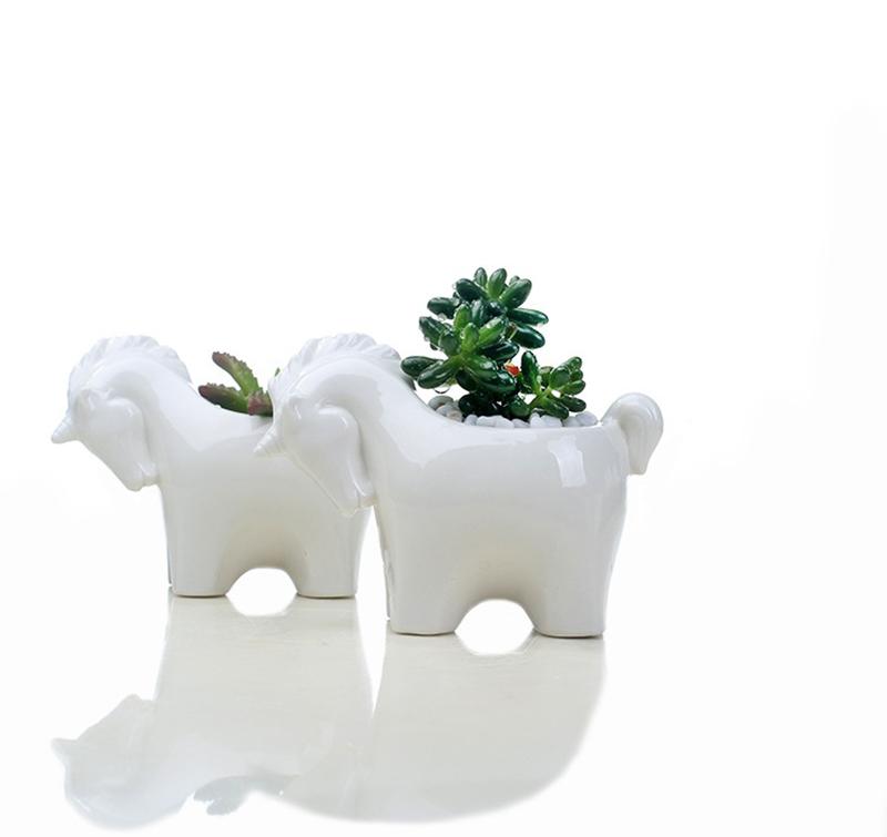 Cartoon Unicorn Ceramic Flower Pot Succulent Pot Planter Desktop Ornaments Art Vase Home Decoration Plant Pot Gardening Pot